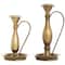 Bronze Metal Antique Style Candle Holder with Candle Plates & Handles Set